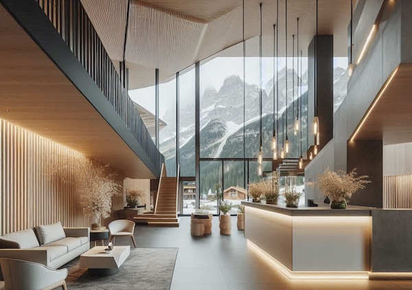 Entwurf Hotel Lobby, KI-basiertes Konzept