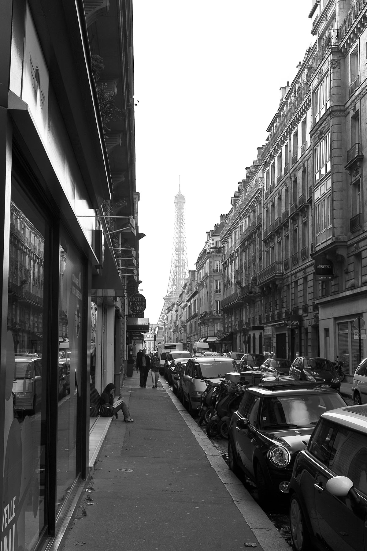 Schwarz-Weiß Fotografie Eiffelturm, Paris